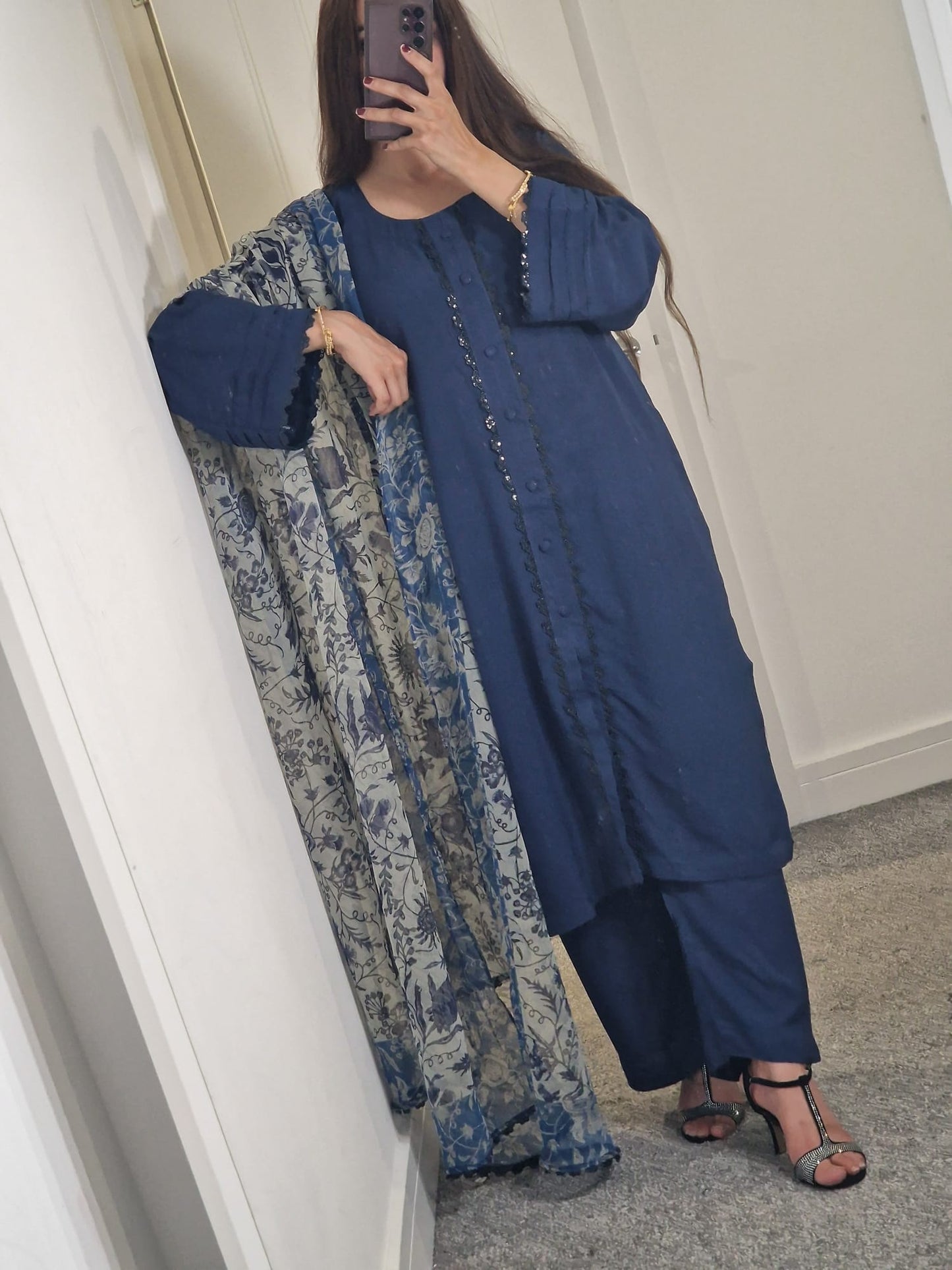 Uznau Linen Three Piece Suit UZ-LNN-BLU015