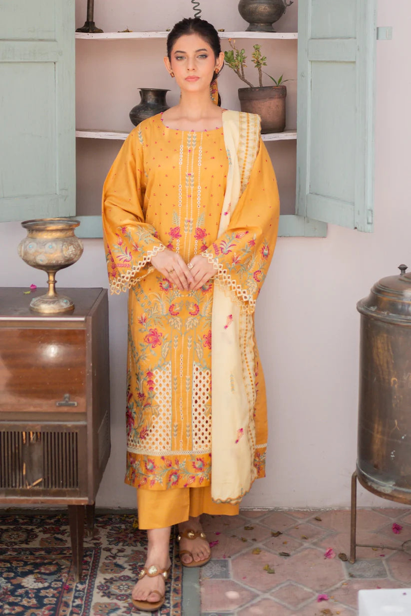Uznau Premium Embroided Lawn Three Piece Suit UZ-LWN-YL04