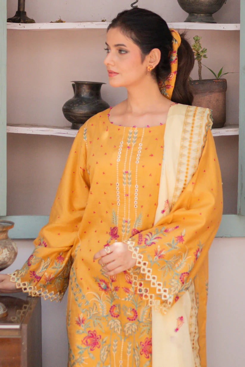 Uznau Premium Embroided Lawn Three Piece Suit UZ-LWN-YL04