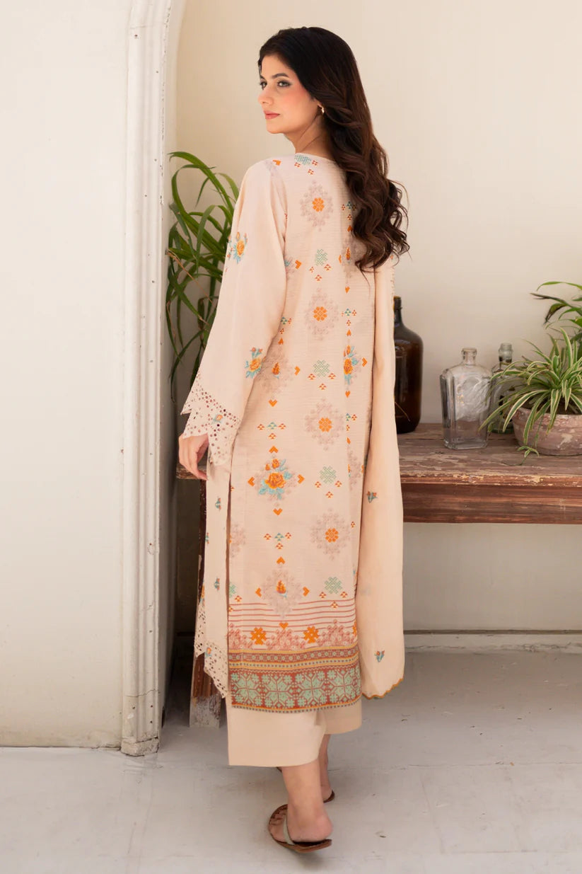 Uznau Premium Embroided Lawn Three Piece Suit UZ-LWN-WHT05