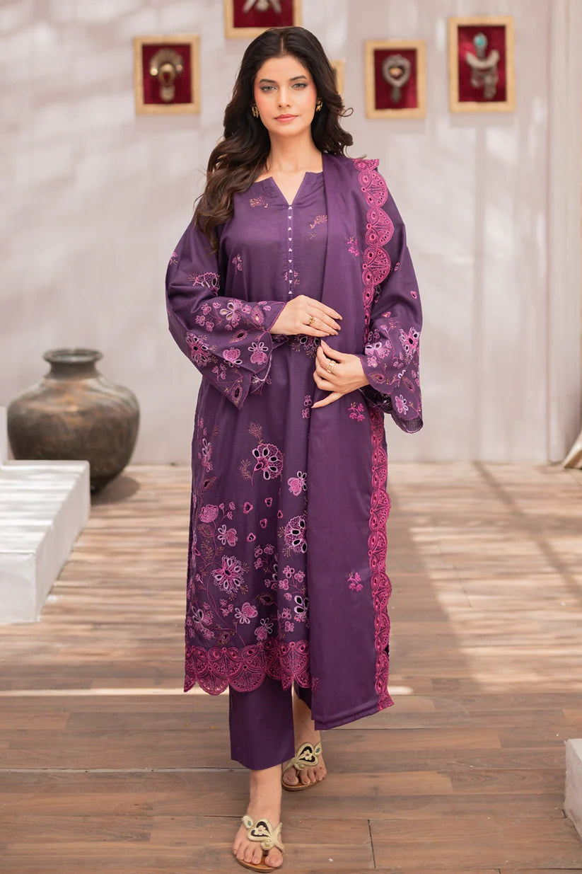 Uznau Premium Embroided Lawn Three Piece Suit UZ-LWN-PRP03