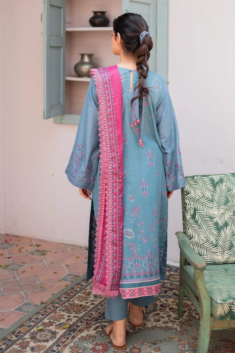 Uznau Premium Embroided Lawn Three Piece Suit UZ-LWN-BLU01