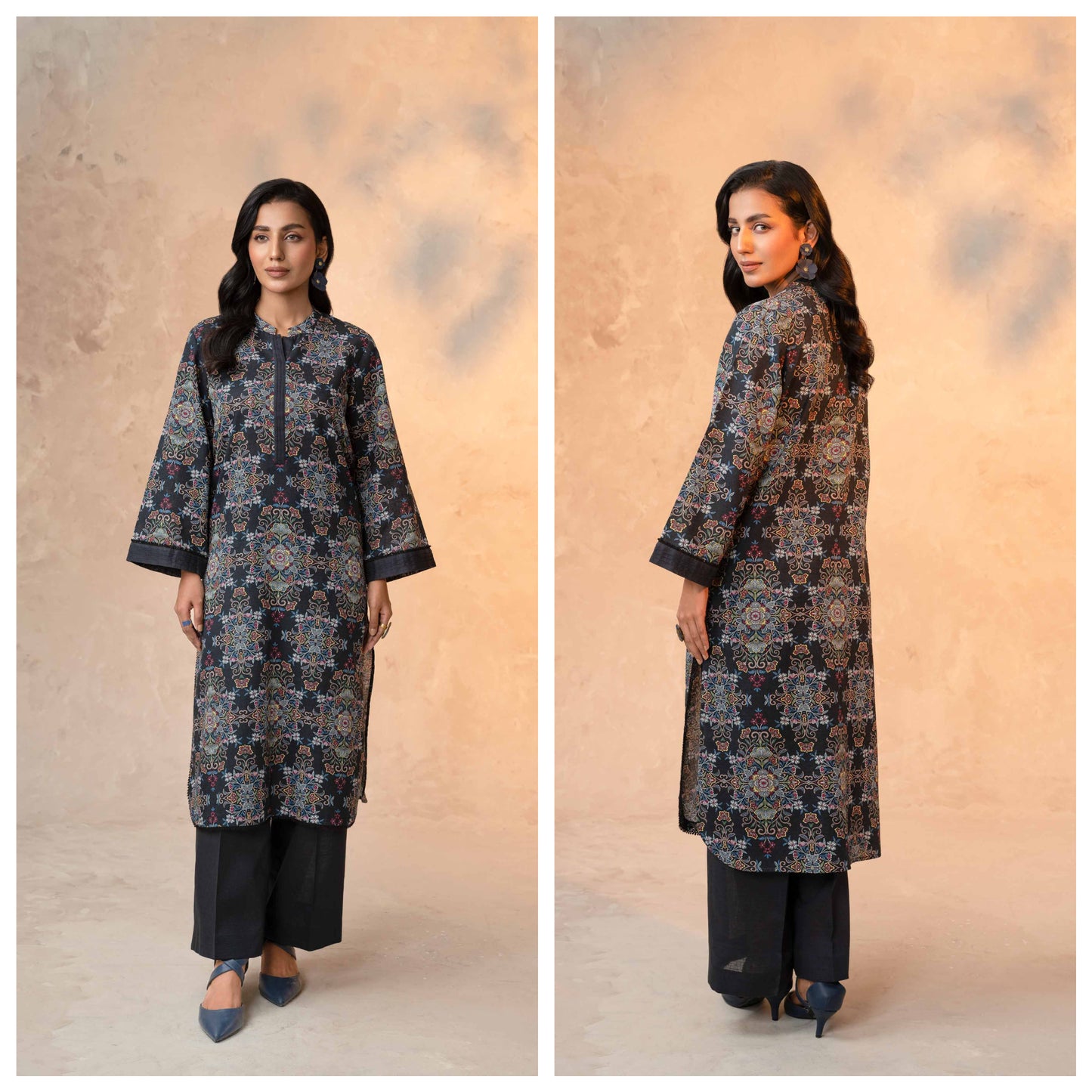 Nishaat Khaddar Three Piece Suit NS-KHD-BLK01