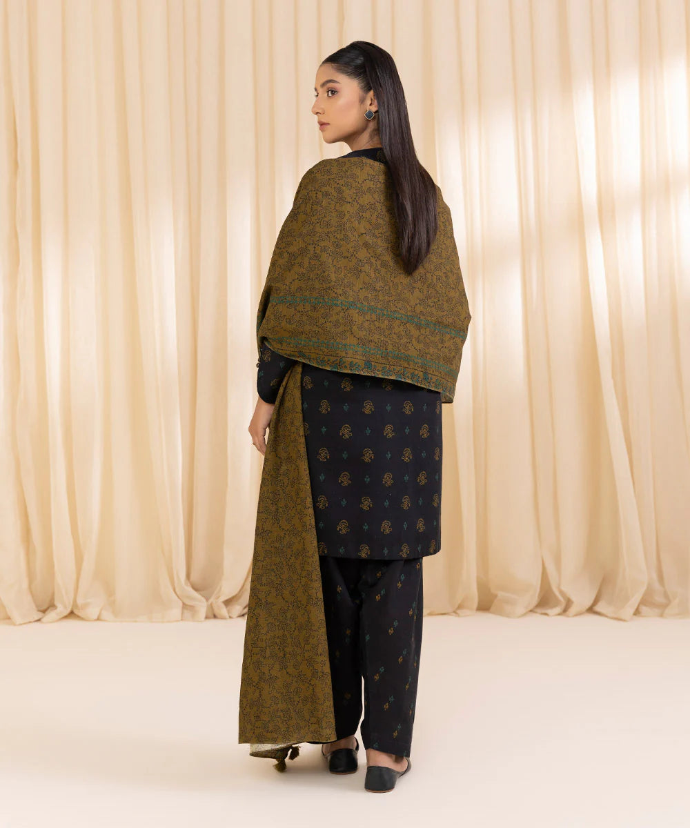 Sapphire Light Khaddar Three Piece Suit SP-KHD-BLK06