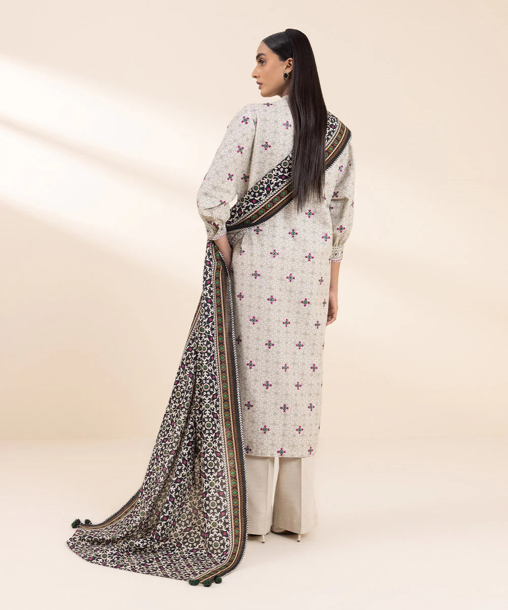 Sapphire Embroided Khaddar Three Piece Suit SP-KHD-WHT01