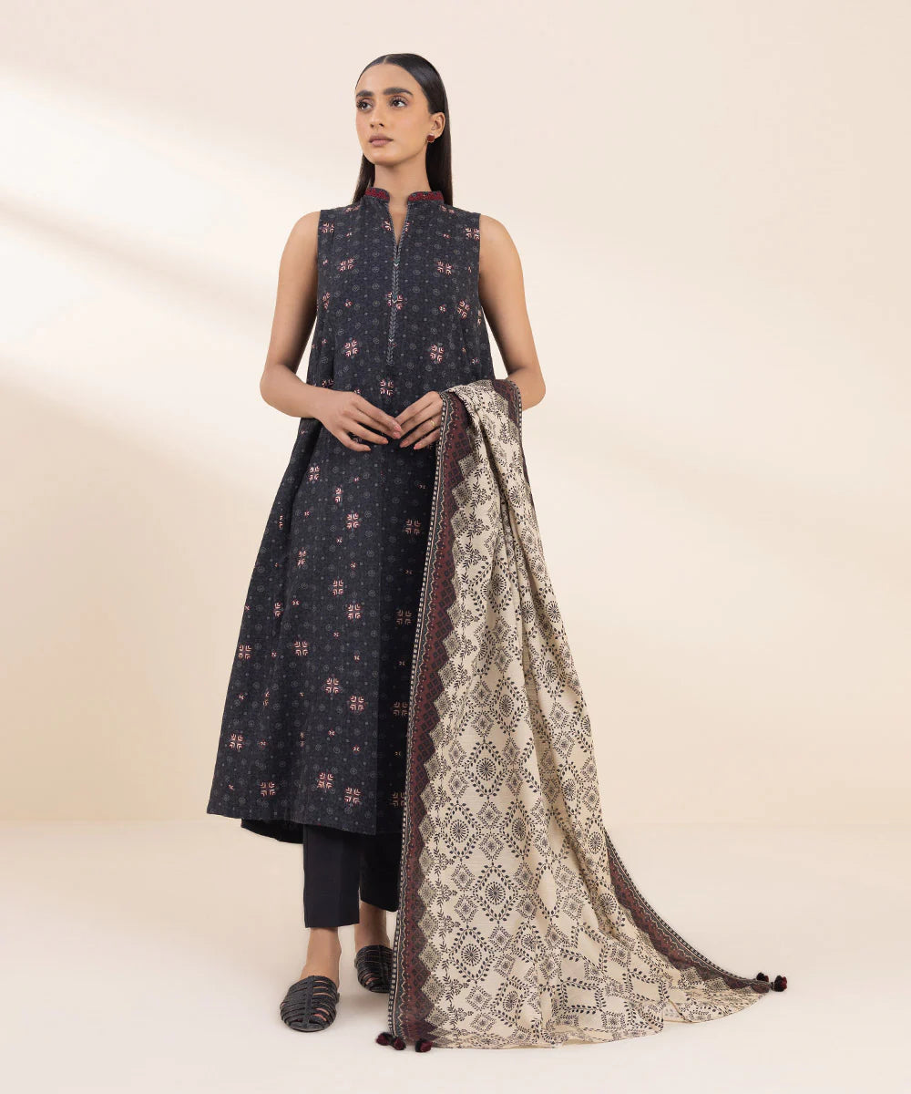 Sapphire Khaddar Three Piece Suit SP-KHD-BLK04
