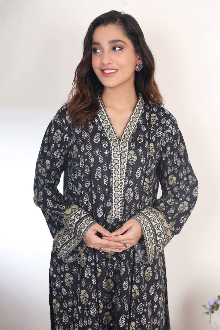 Uznau Khaddar Three Piece Suit UZ-KHD-BLK01