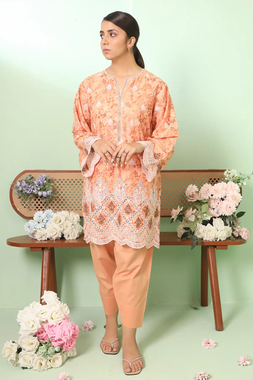 Uznau Embroided lawn Three Piece Summer Suit UZ-LWN-ORG01