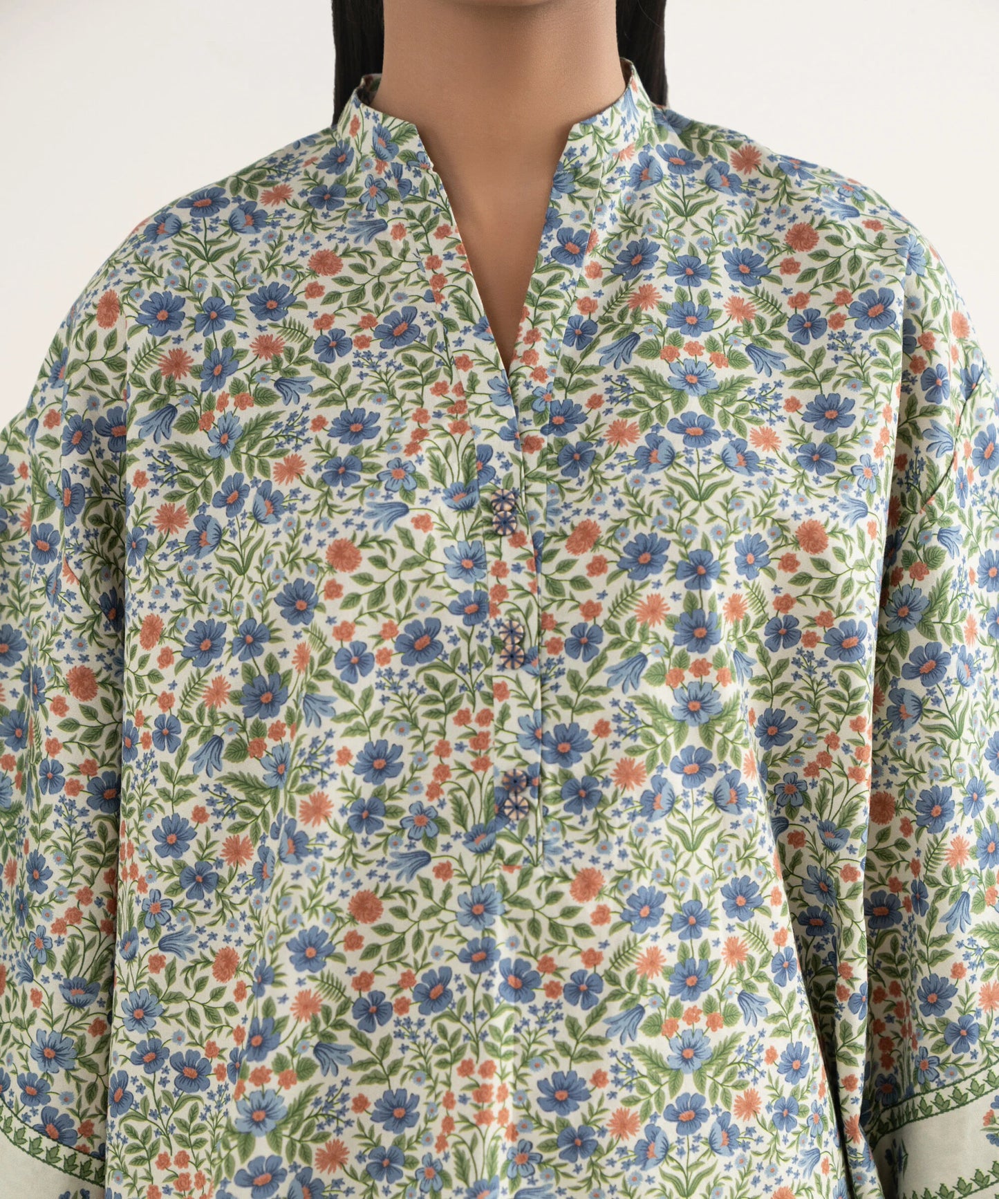 Sapphire Printed Cotton Three Piece Suit SP-CT-BLU02