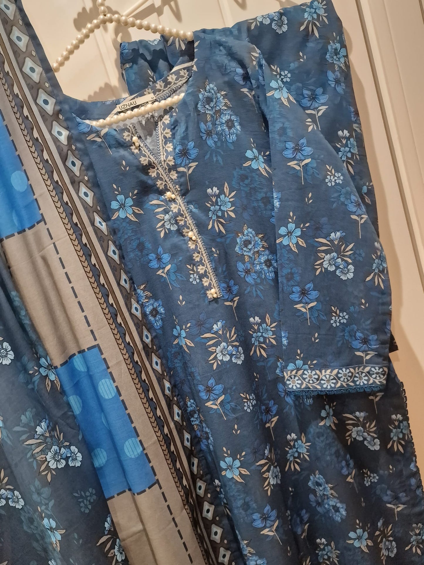 Shanaya Three Piece Shirt Trouser Dupatta Traditional Wear SH-LWN-BLU01