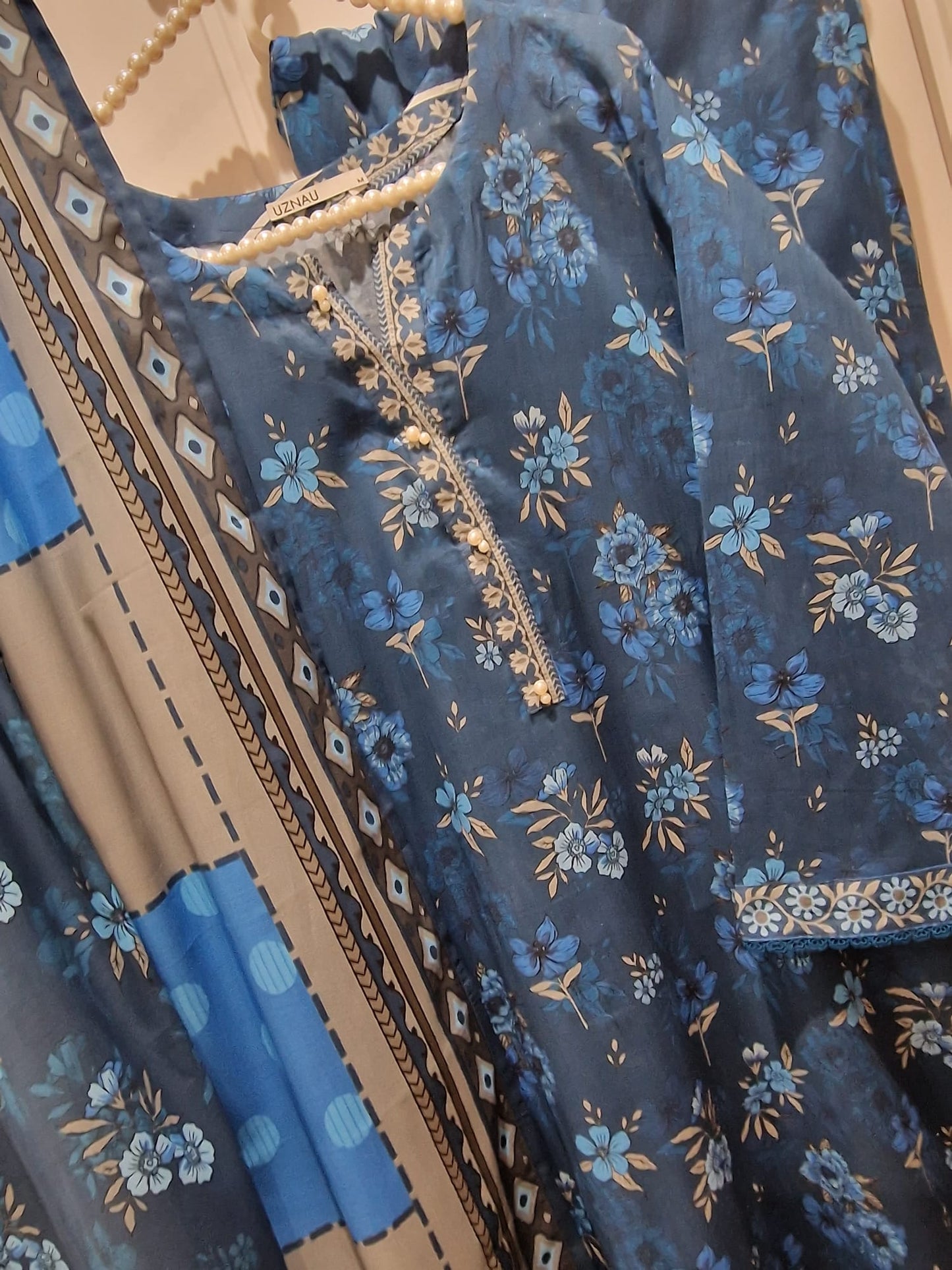 Shanaya Three Piece Shirt Trouser Dupatta Traditional Wear SH-LWN-BLU01