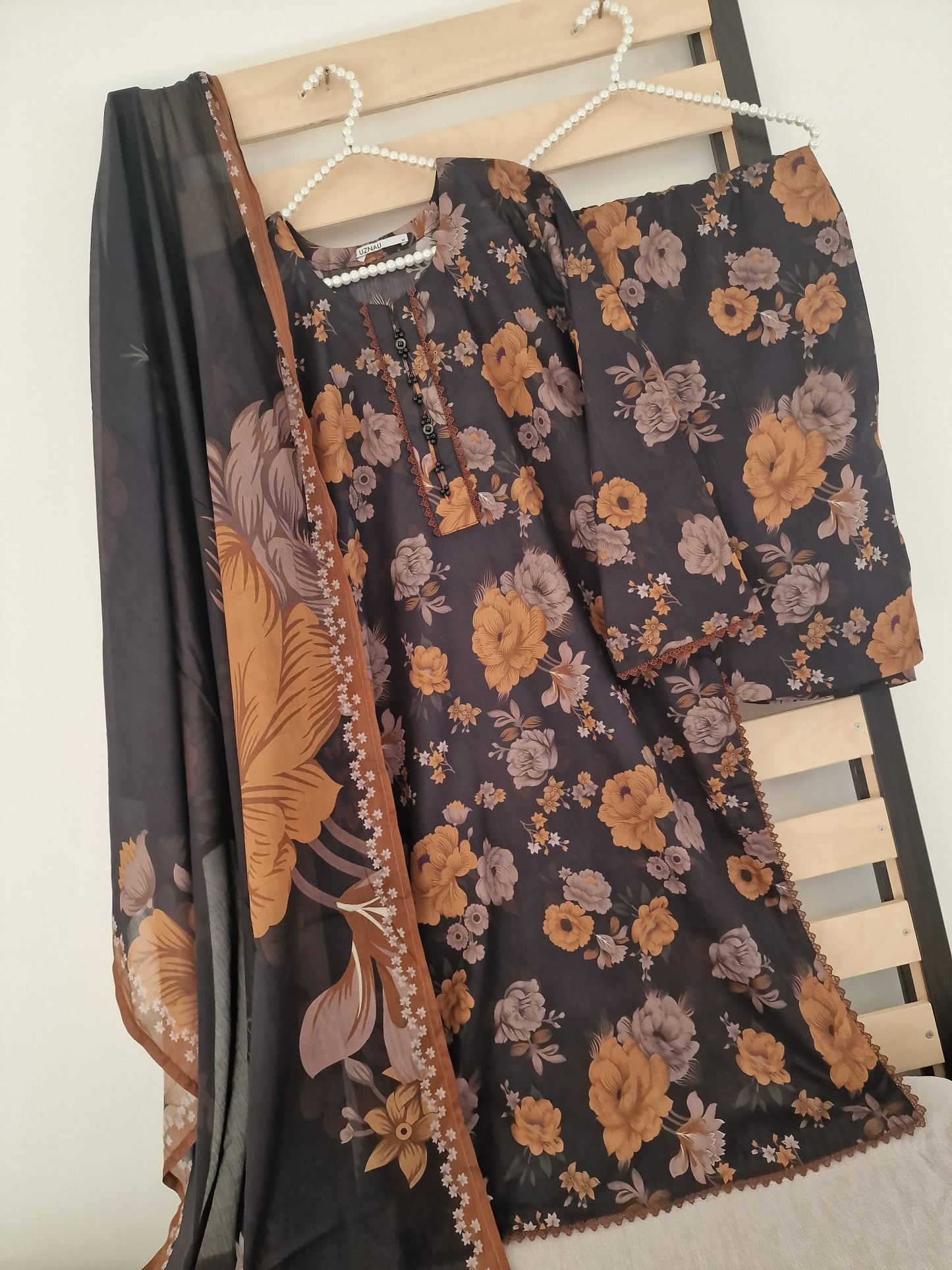 Uznau Lawn Trouser Kameez Dupatta Summer Dress UZ-LWN-BR02