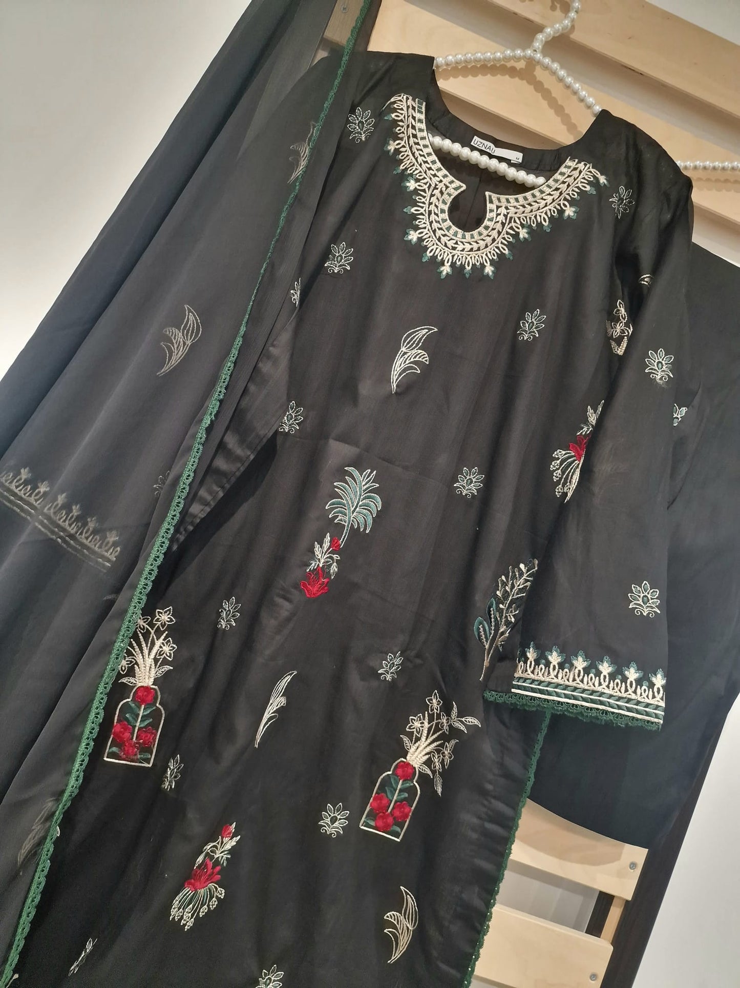 Uznau Embroided Summer Three Piece Lawn Suit UZ-LWN-EMBBLK01