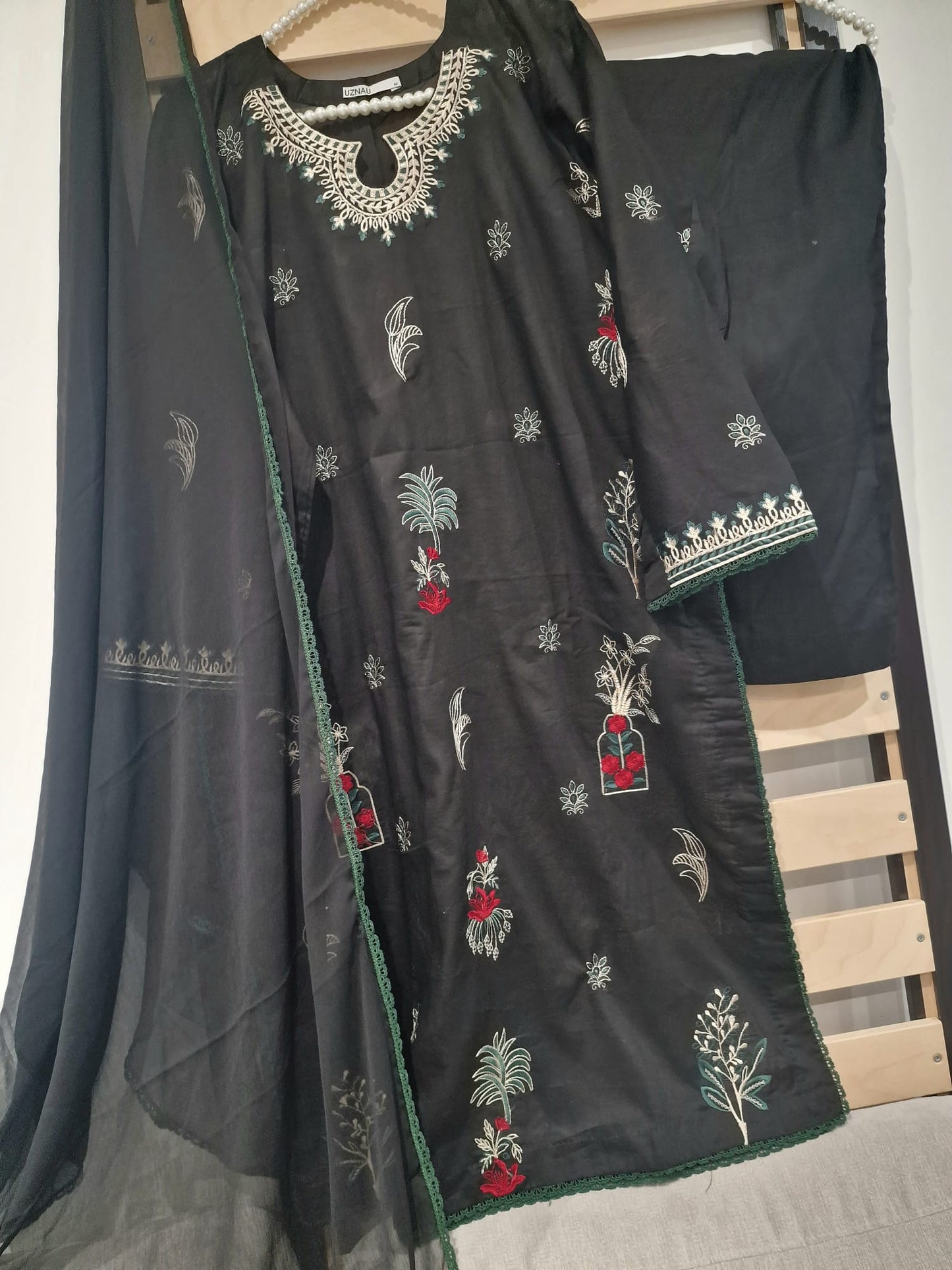 Uznau Embroided Summer Three Piece Lawn Suit UZ-LWN-EMBBLK01