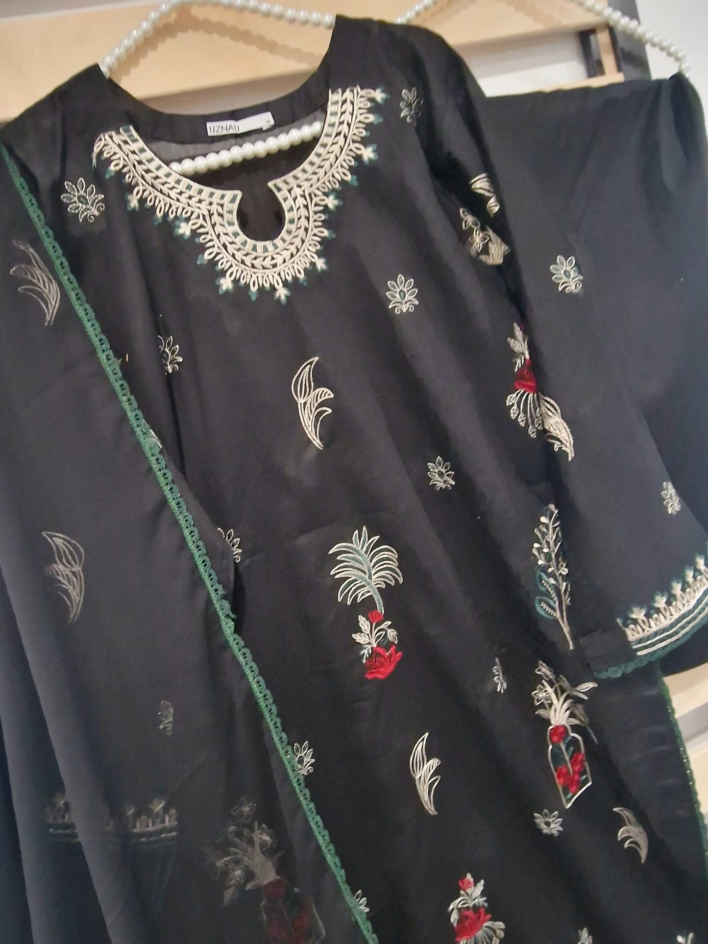 Uznau Embroided Summer Three Piece Lawn Suit UZ-LWN-EMBBLK01