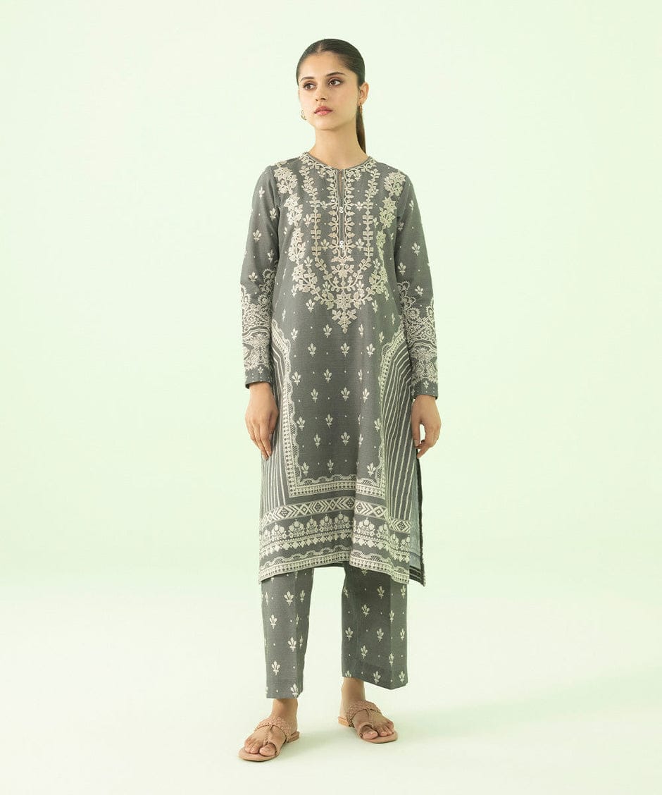Sapphire Embroided Khaddar Three Piece Suit SP-KHD-GRY01