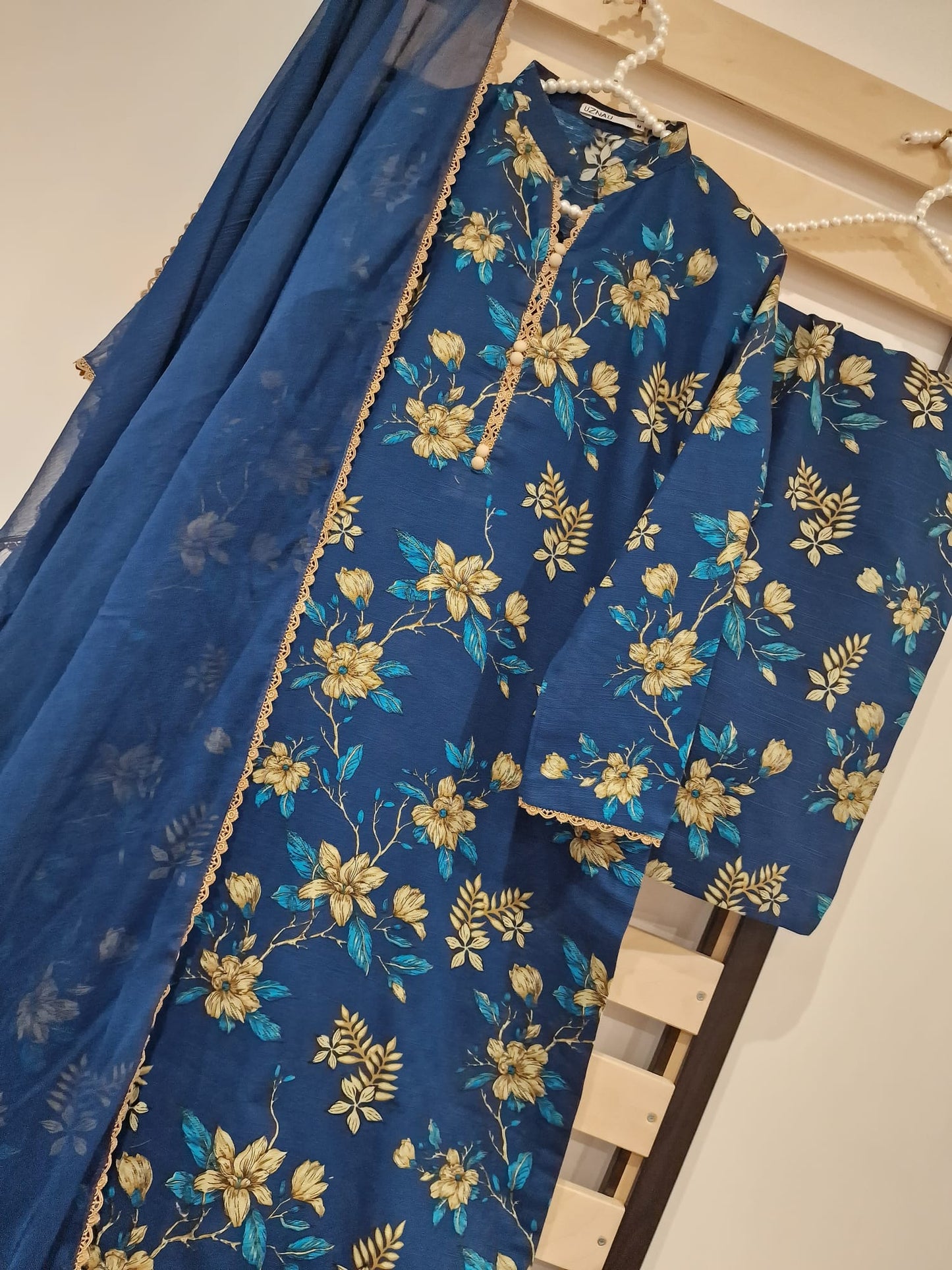 Uznau Khaddar Three Piece Suit UZ-KHD-BLU02