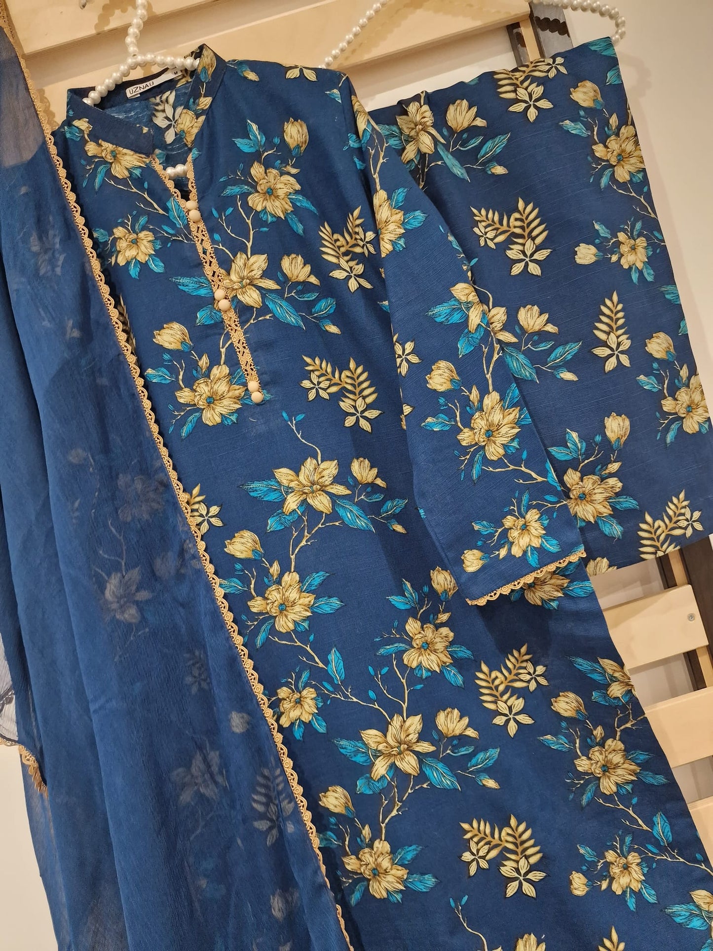 Uznau Khaddar Three Piece Suit UZ-KHD-BLU02
