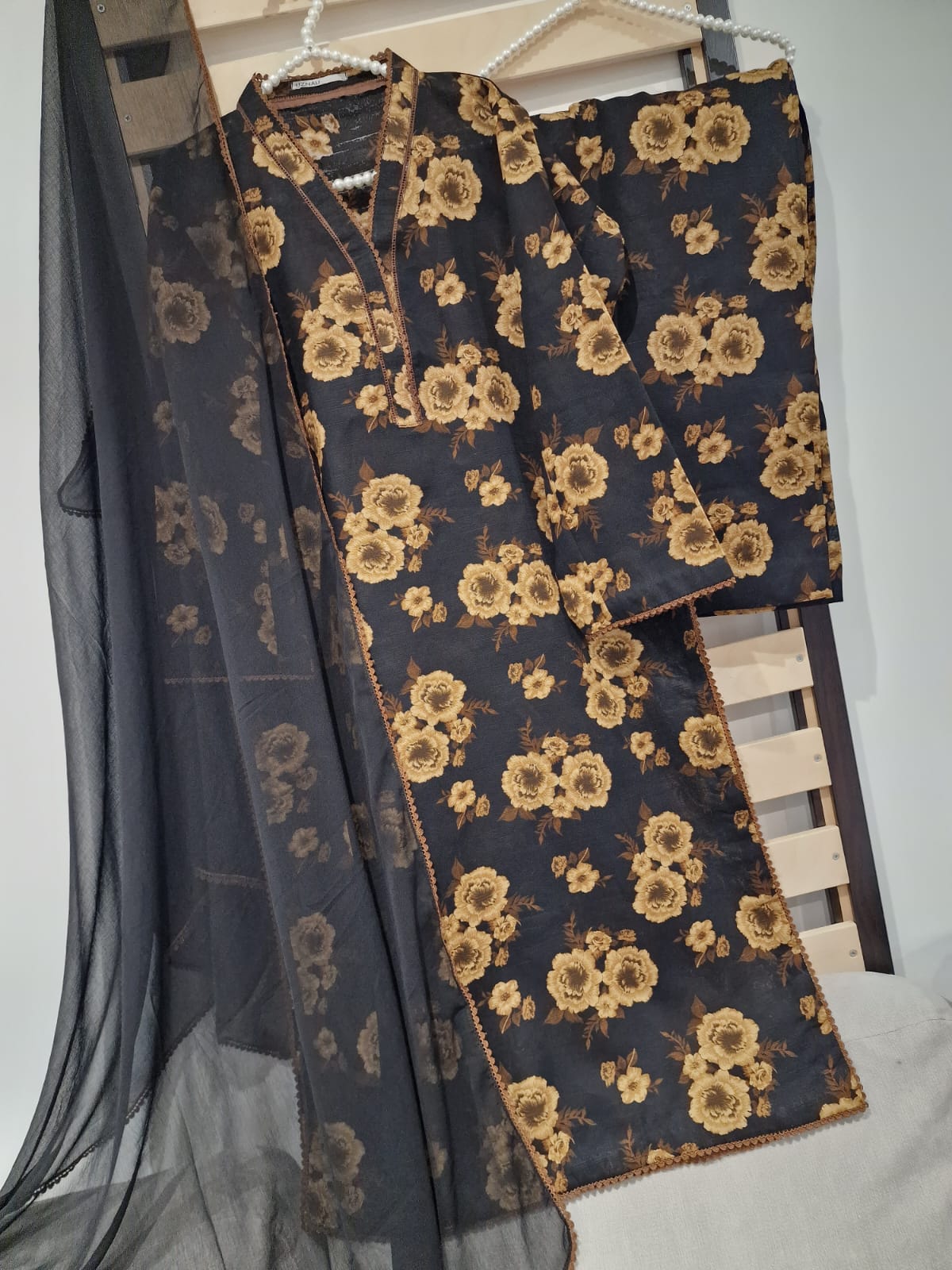 Uznau Khaddar Three Piece Suit UZ-KHD-BLK03