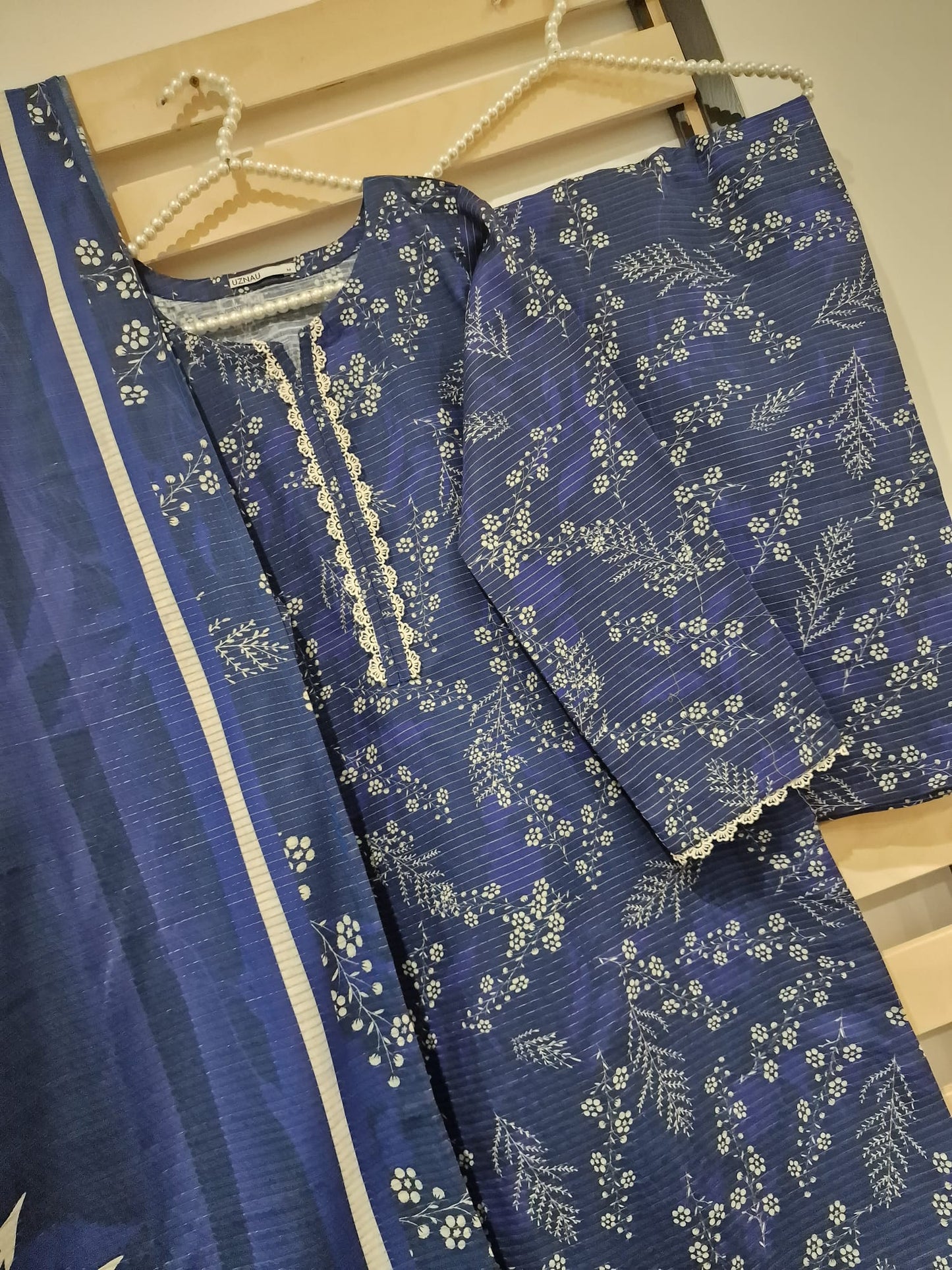 Uznau Khaddar Three Piece Suit UZ-KHD-BLU04