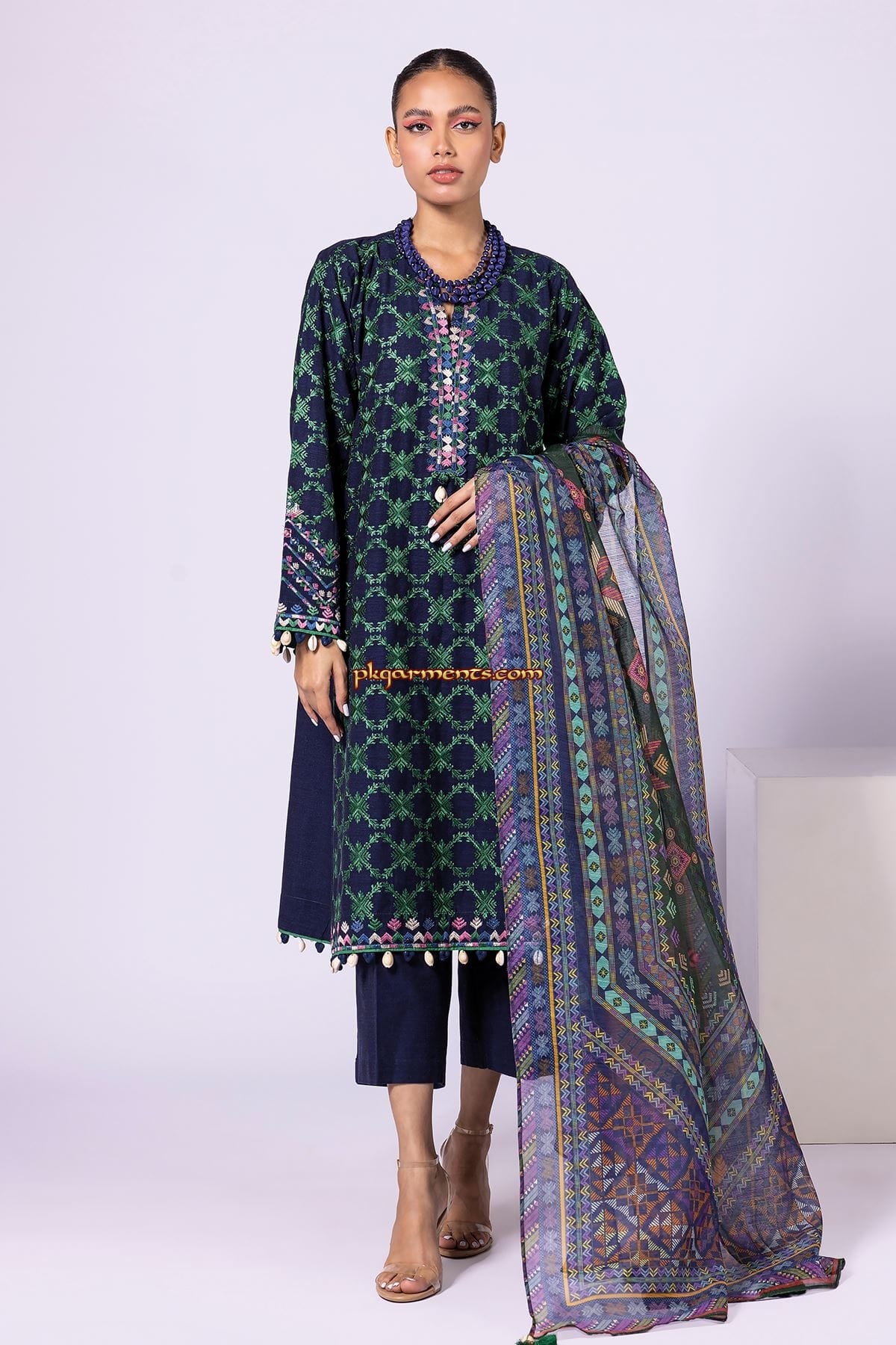 Khaadi Slub Khaddar Three Piece Suit KH-KHD-GR01