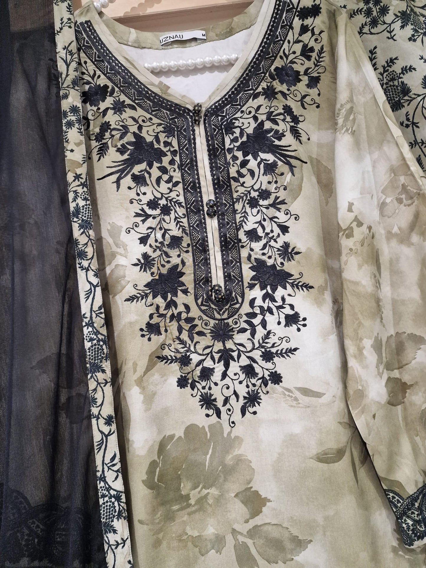 Sapphire Embroided Linen Three Piece Suit SP-LNN-GRY01