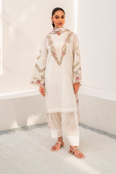 Baroque Embroide Lawn Three Piece Suit BR-LWN-WHT03