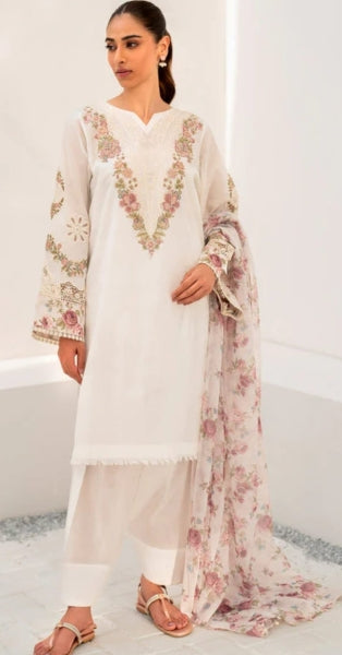 Baroque Embroide Lawn Three Piece Suit BR-LWN-WHT03