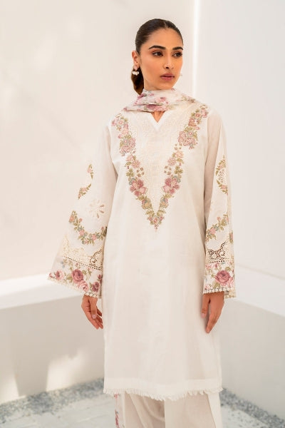 Baroque Embroide Lawn Three Piece Suit BR-LWN-WHT03