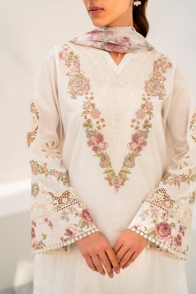 Baroque Embroide Lawn Three Piece Suit BR-LWN-WHT03