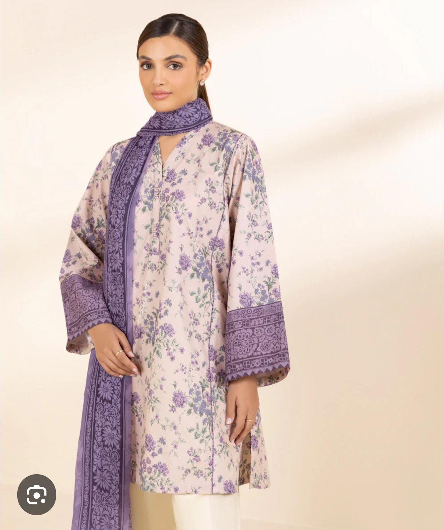 Sapphire Printed Cotton Suit With Chifoon Dupatta SP-LWN-PRP05