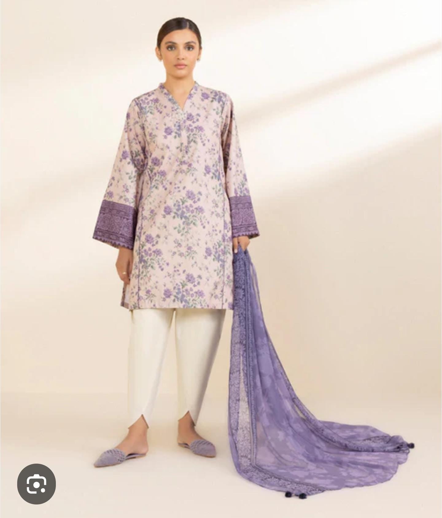 Sapphire Printed Cotton Suit With Chifoon Dupatta SP-LWN-PRP05
