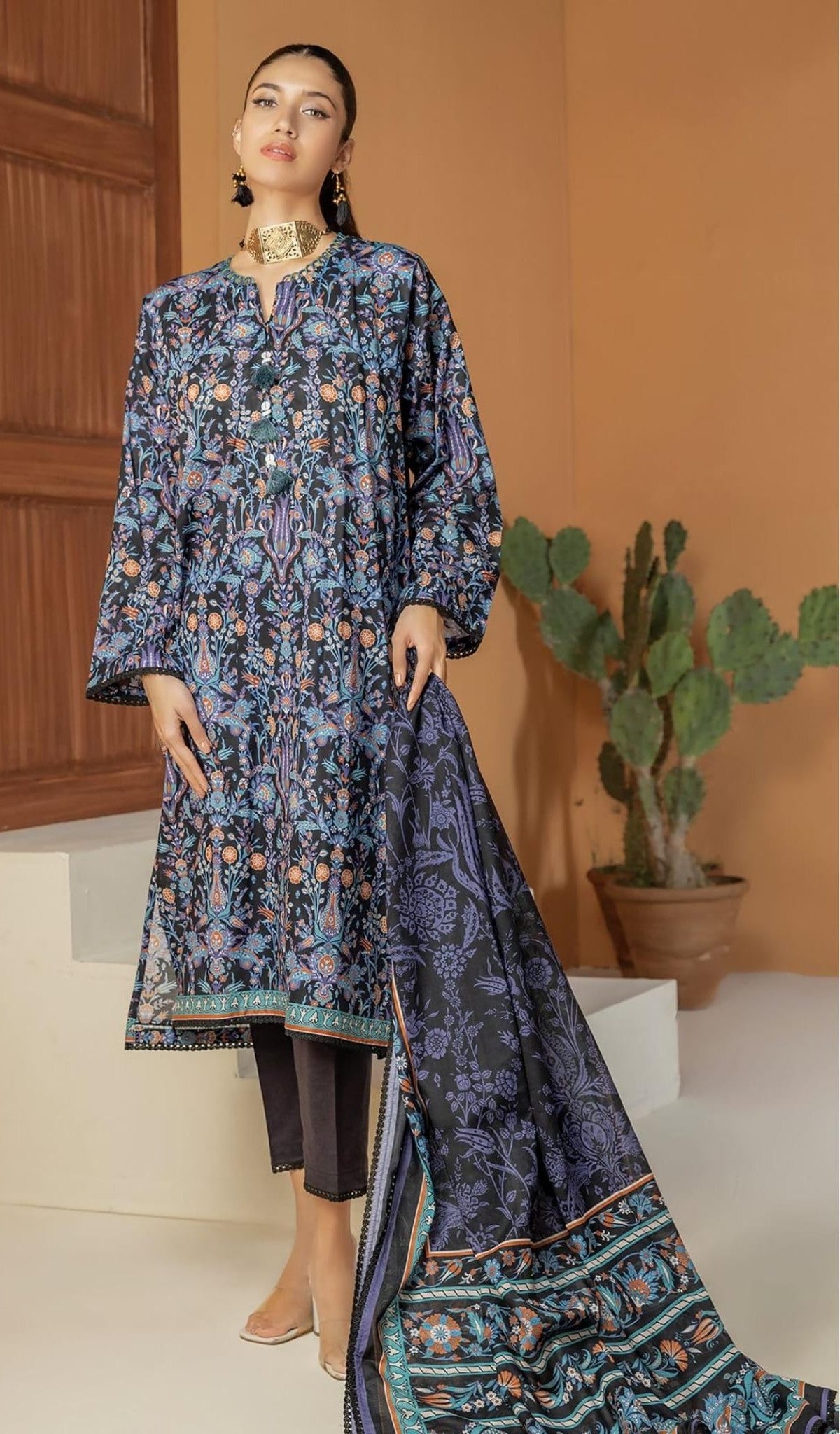 Khaadi Lawn Three Piece Suit KH-LWN-BLU02