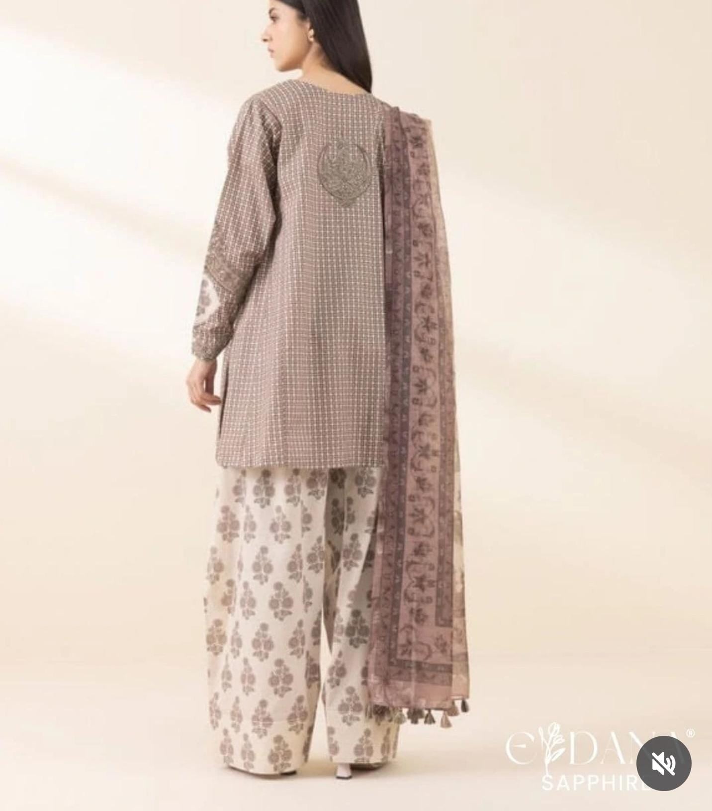 Sapphire Embroidered Lawn With Manaar Dupatta And Plazo SP-LWN-BR04