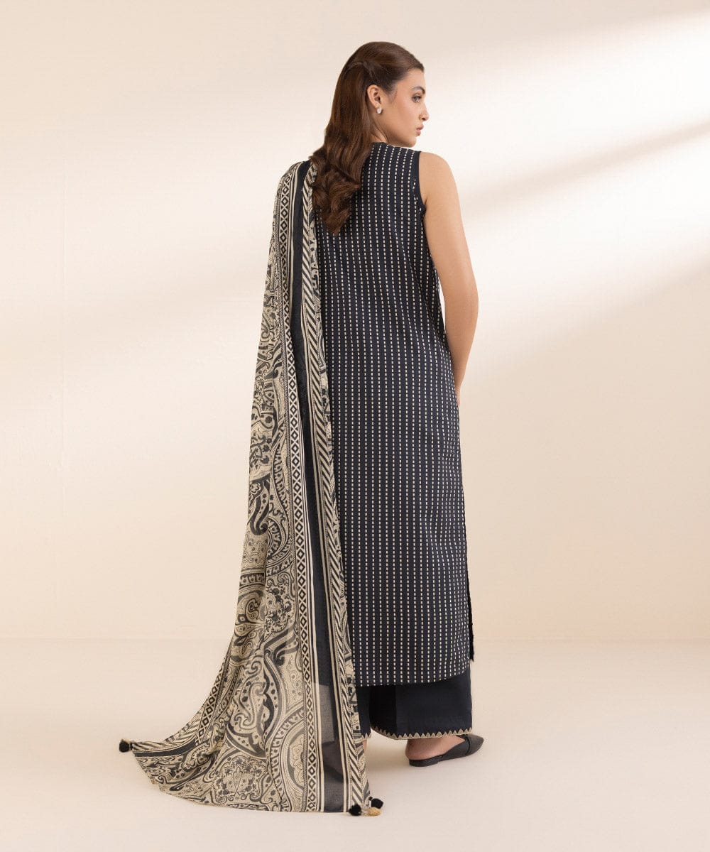 Sapphire Lawn Three Piece Suit SP-LWN-BLK014