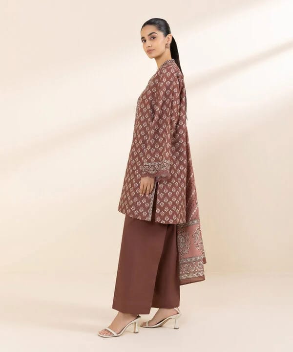 Sapphire Khaddar Three Piece Suit With Wool Shawl SP-KHD-BR03