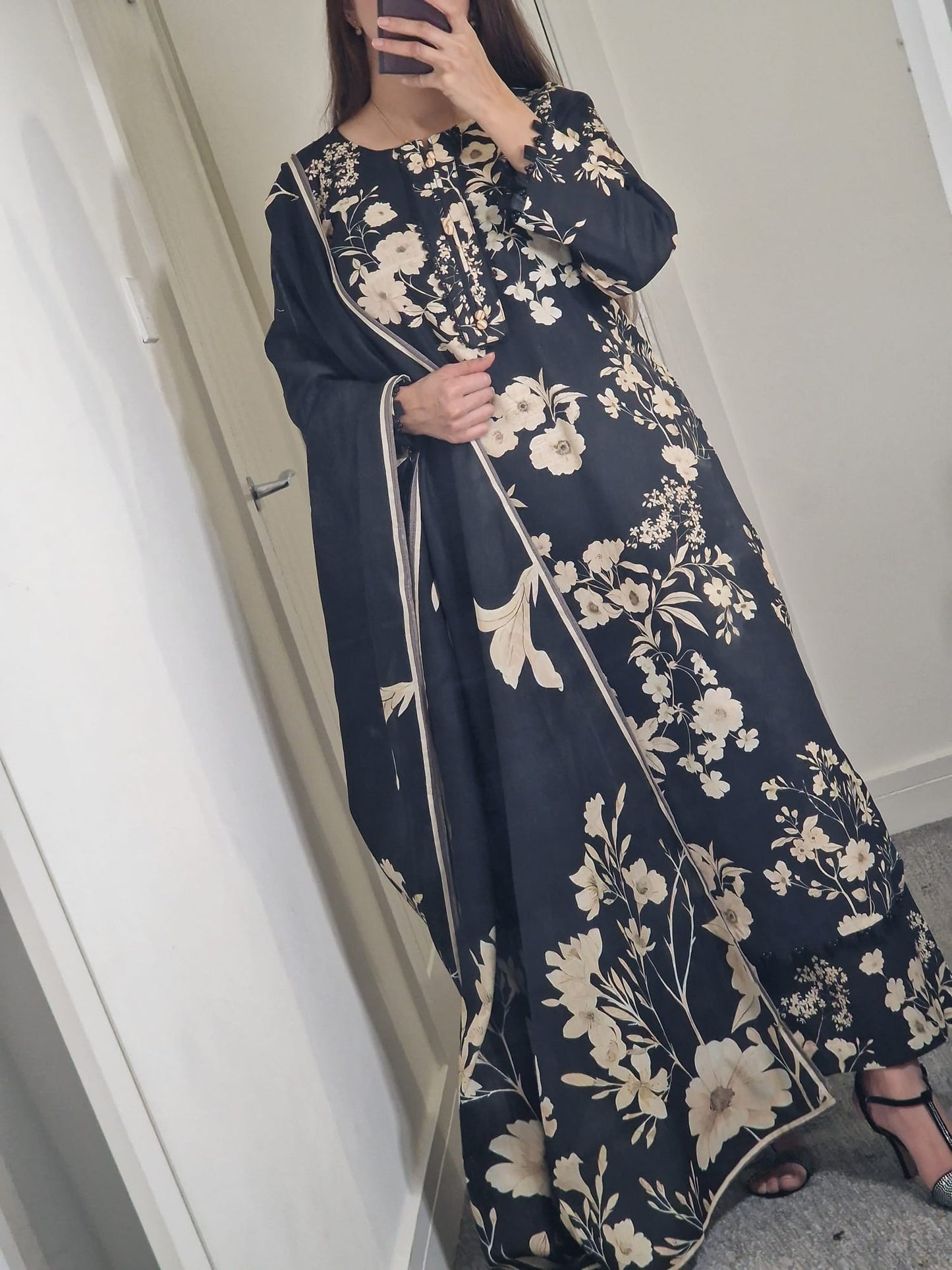 Uznau Khaddar Three Piece Suit UZ-KHD-BLK010