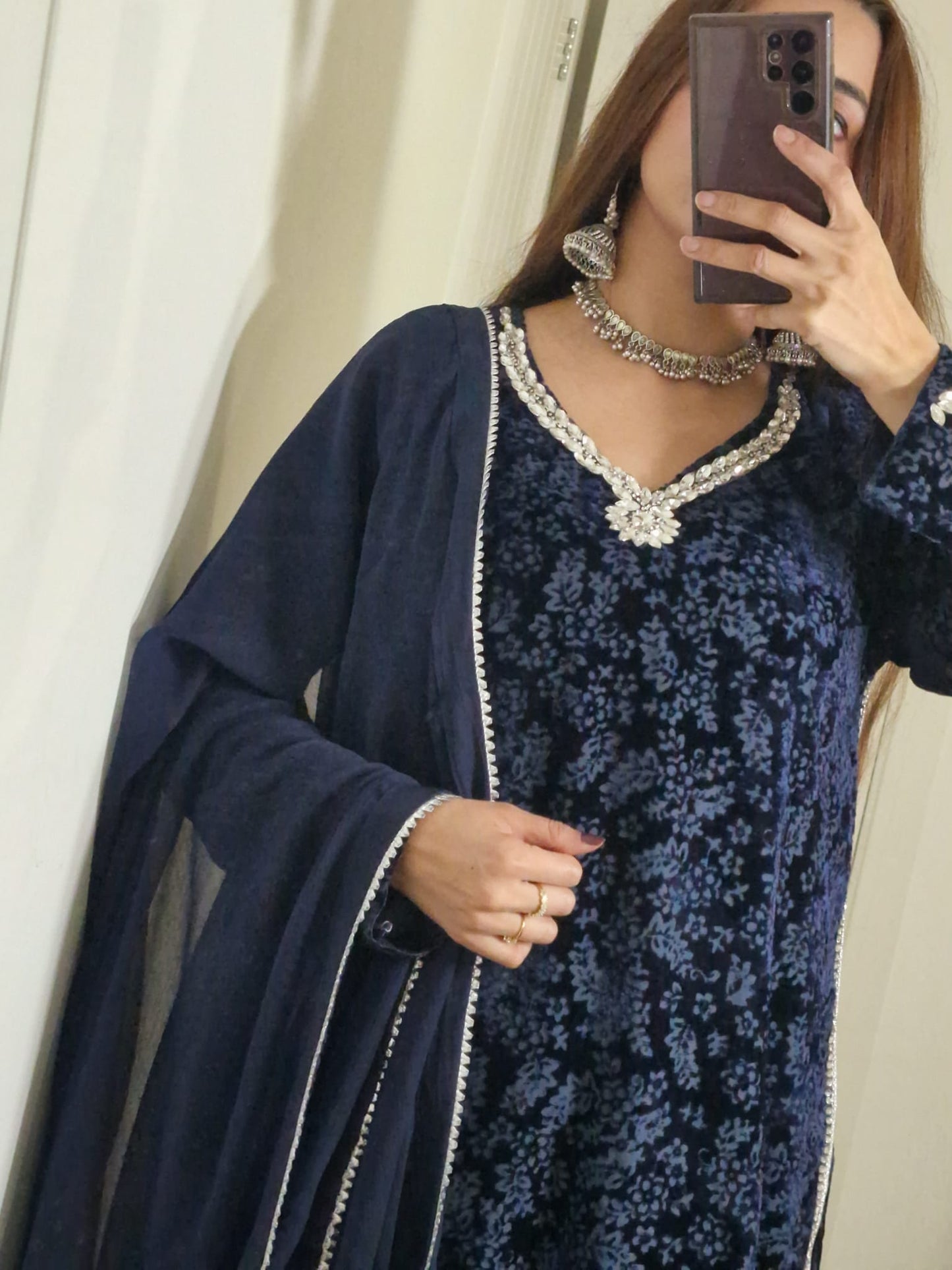 Uznau Palachi Three Piece Suit With Velvet Trouser UZ-PL-BLU01