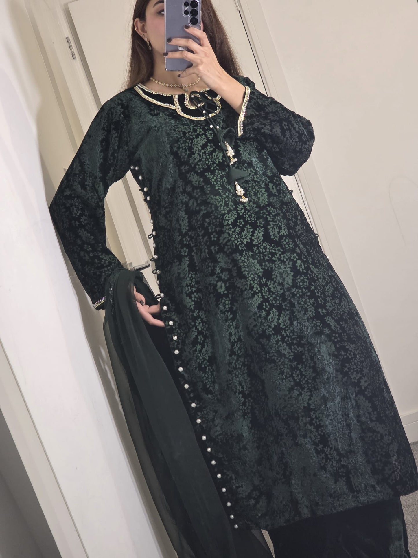 Uznau Palachi Three Piece Suit With Velvet Trouser UZ-PL-GR01