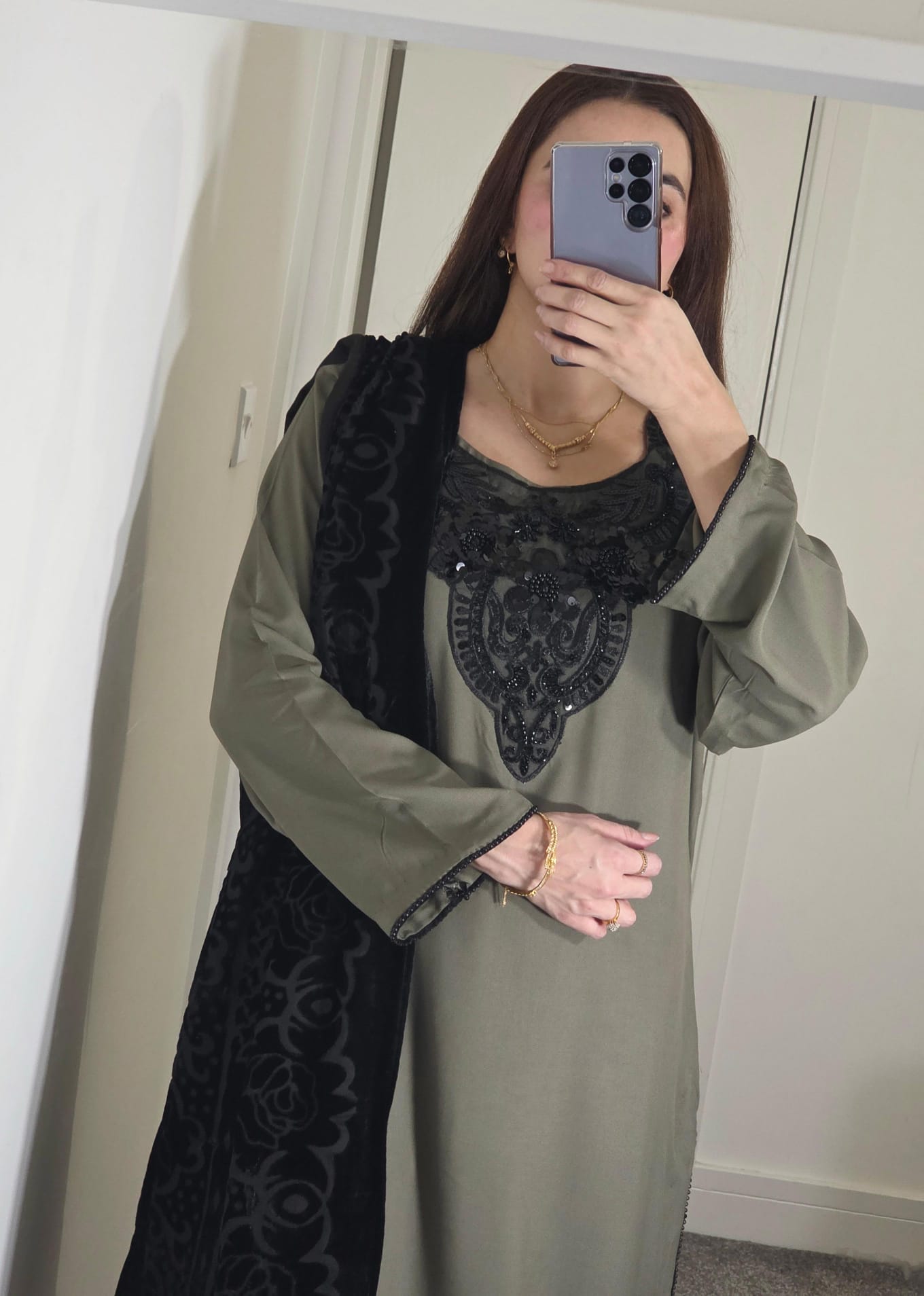 Uznau Embroidered Marina With Palachi Dupatta UZ-MR-GR06