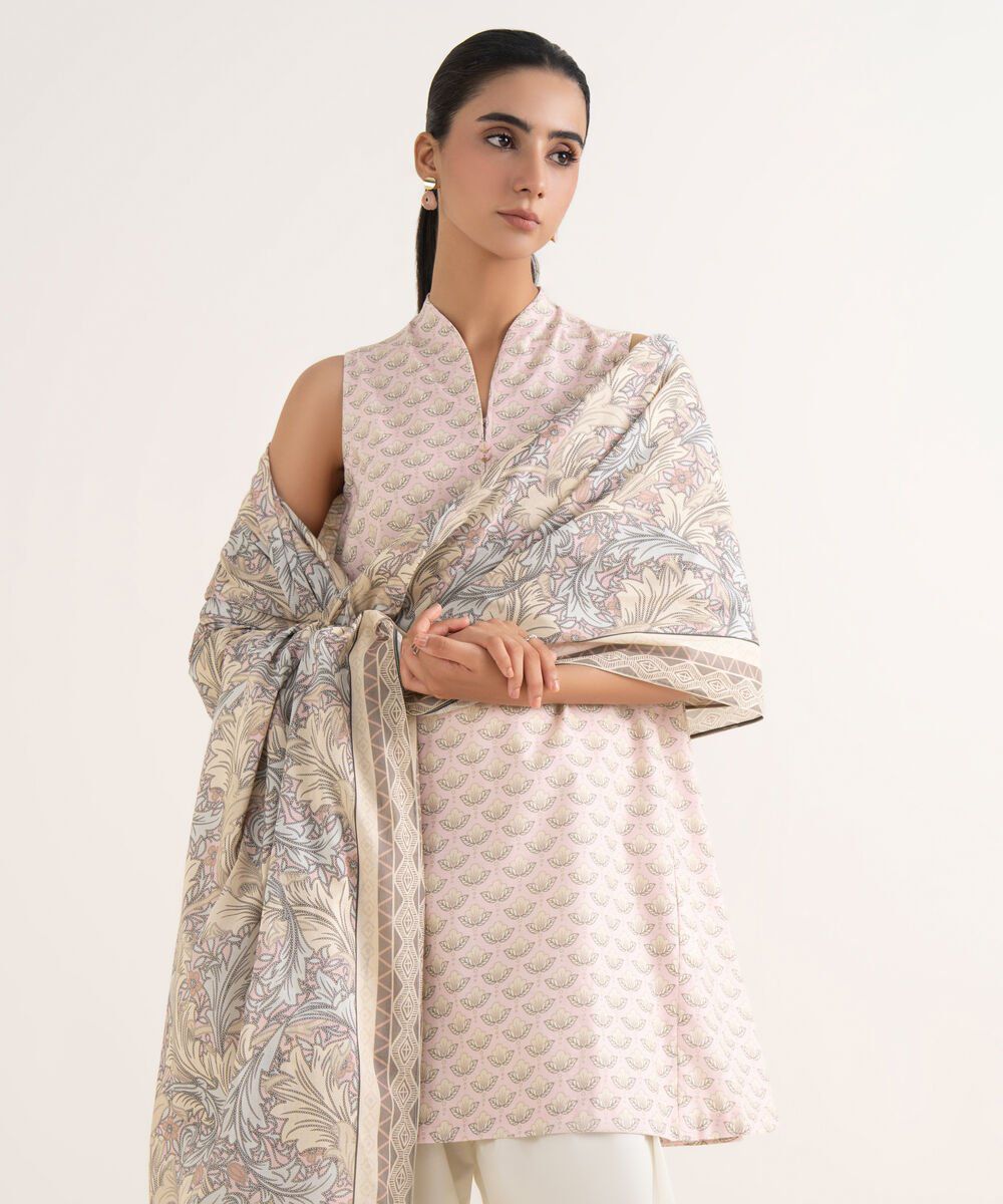 Sapphire Printed Cotton Three Piece Suit SP-CT-PNK04