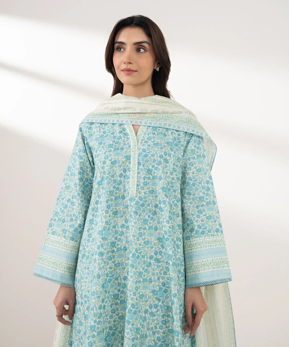 Sapphire Printed Cotton Three Piece Suit SP-CT-FR01