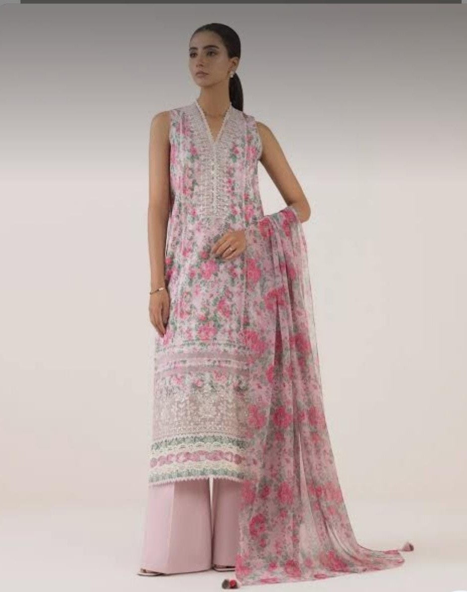 Sapphire Embroidered Cotton Viscose Three Piece Suit SP-CT-PNK06