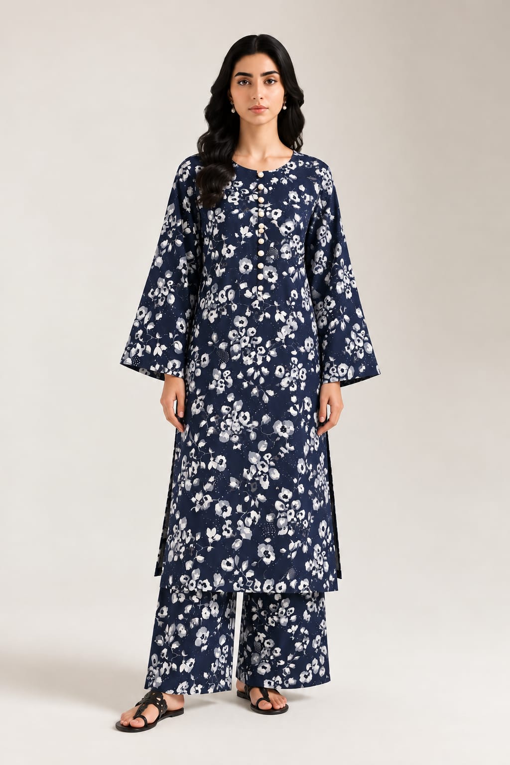 Uznau Linen Two Piece Co ord Set UZ-LNN-BLU026