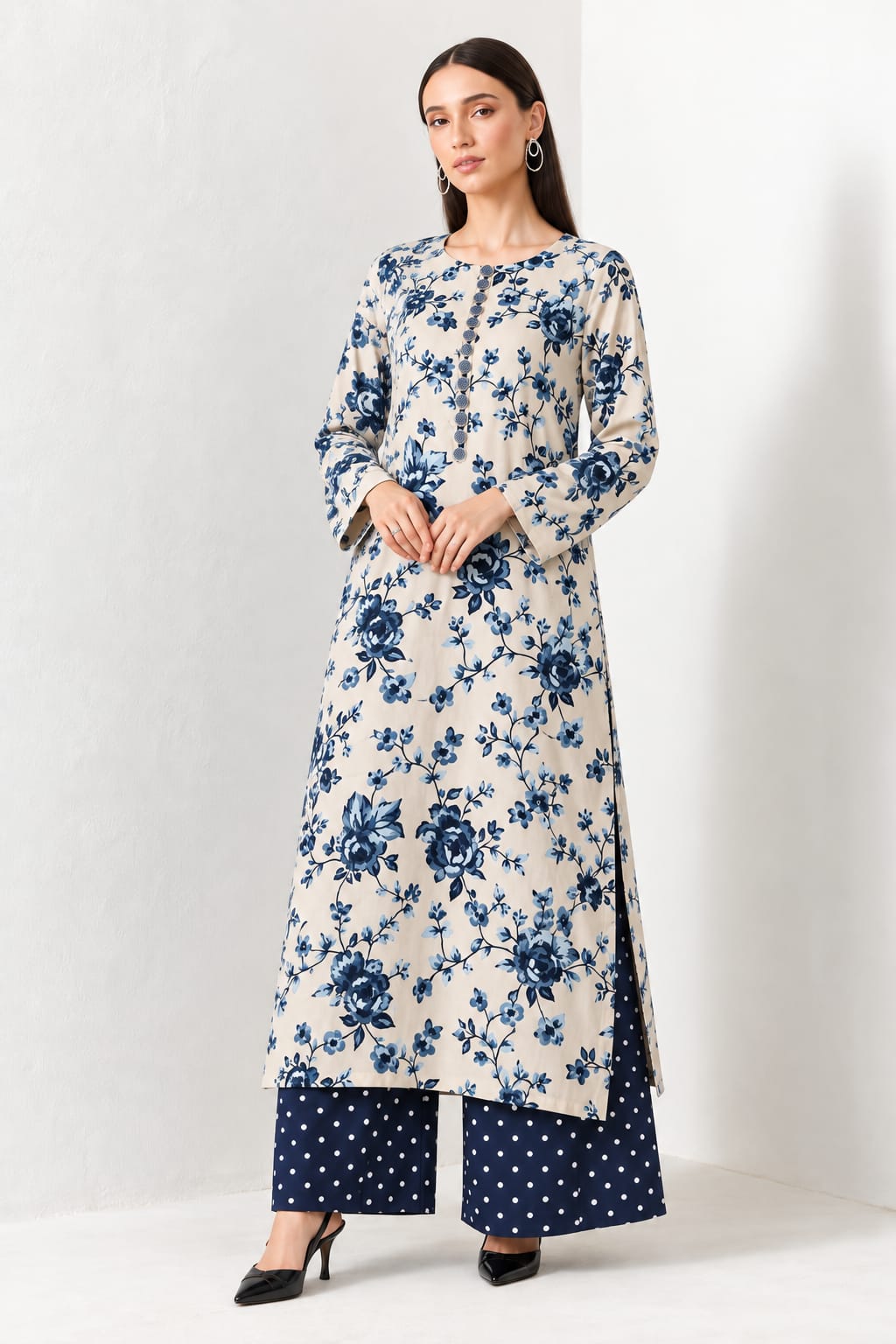 Uznau Linen Two Piece Co ord Set UZ-LNN-BLU028
