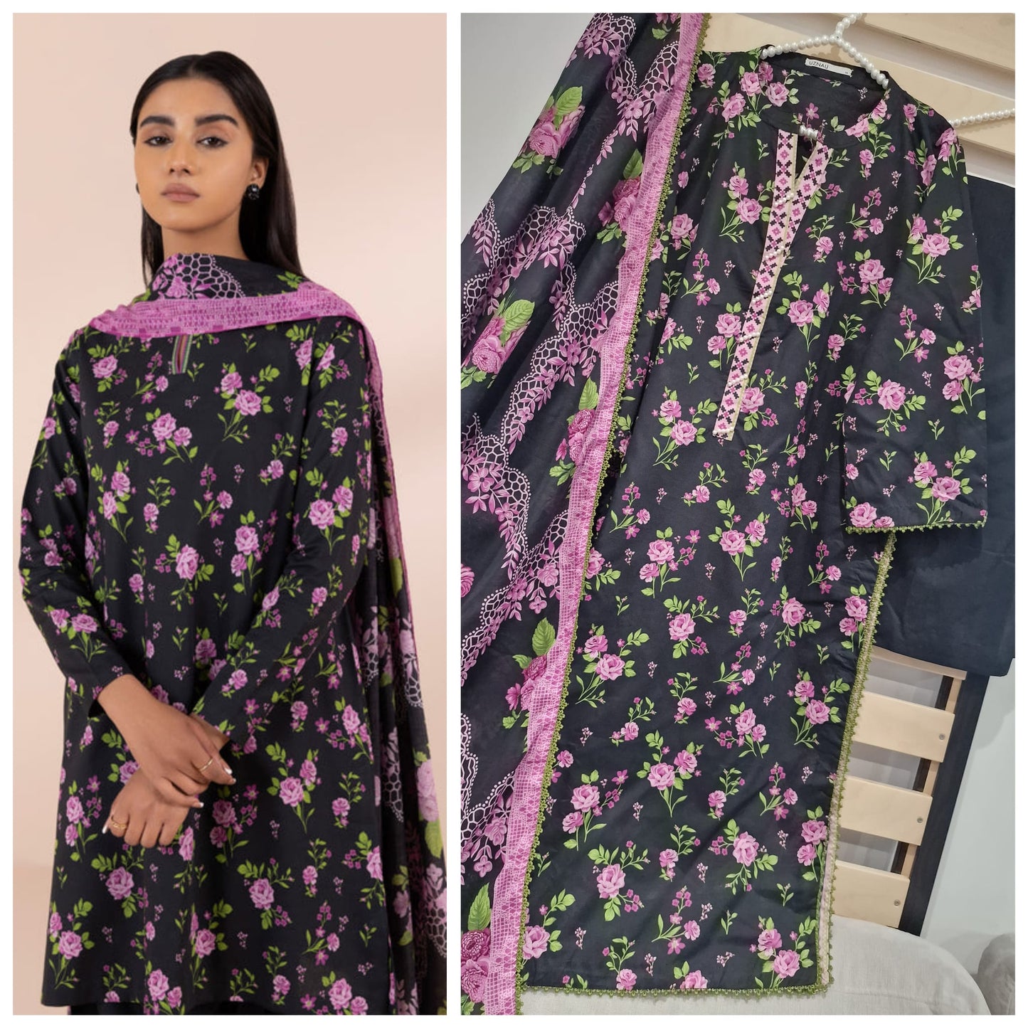 Sapphire Summer Lawn Three Piece Suit SP-LWN-BLKPRP01