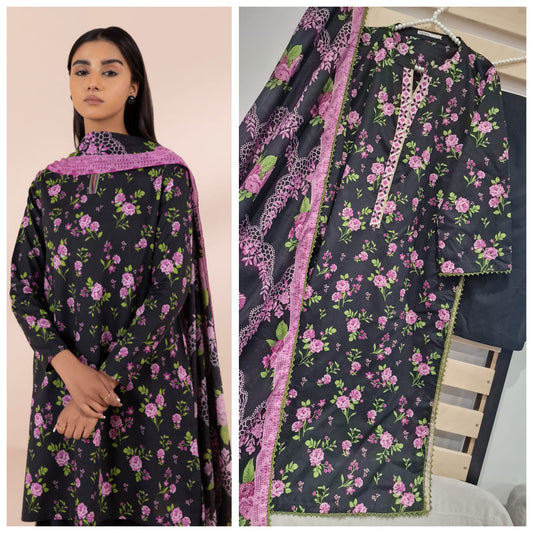 Sapphire Summer Lawn Three Piece Suit SP-LWN-BLKPRP01