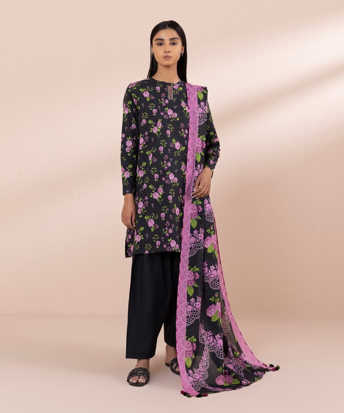 Sapphire Summer Lawn Three Piece Suit SP-LWN-BLKPRP01