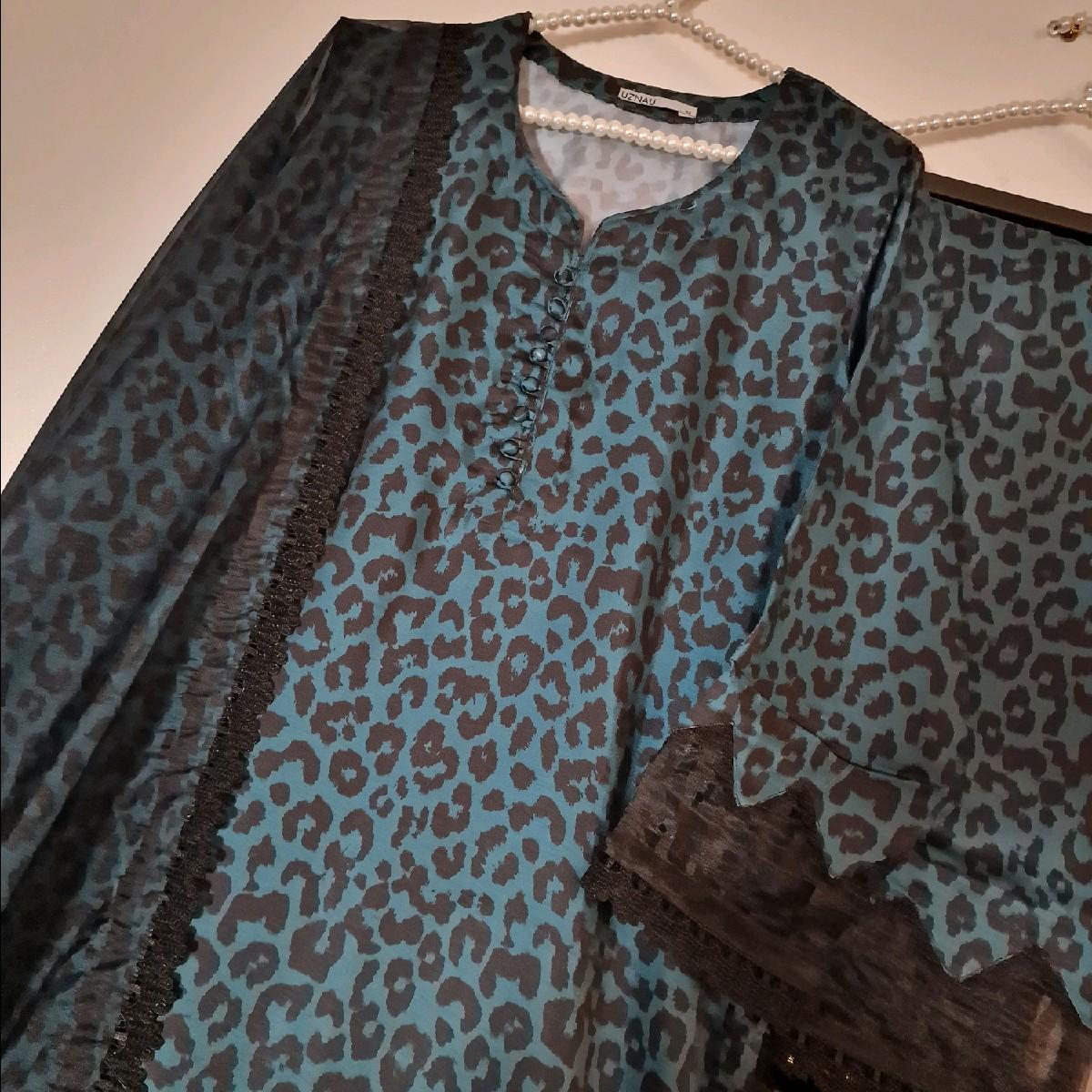 Uznau silk tailored stiched Pakistani trouser kameez dupatta Traditional Dress Clothing