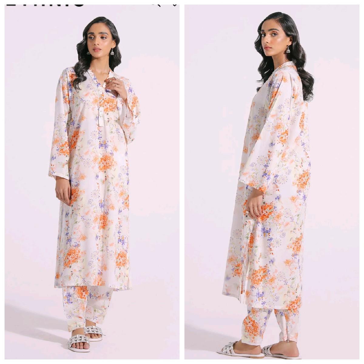 Ethnic summer lawn Pakistani trouser kameez dupatta Traditional Clothing 3pcs